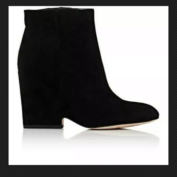 SAM EDELMAN WILSON WEDGE SUEDE BLACK  ANKLE BOOTS - Picture 3 of 5